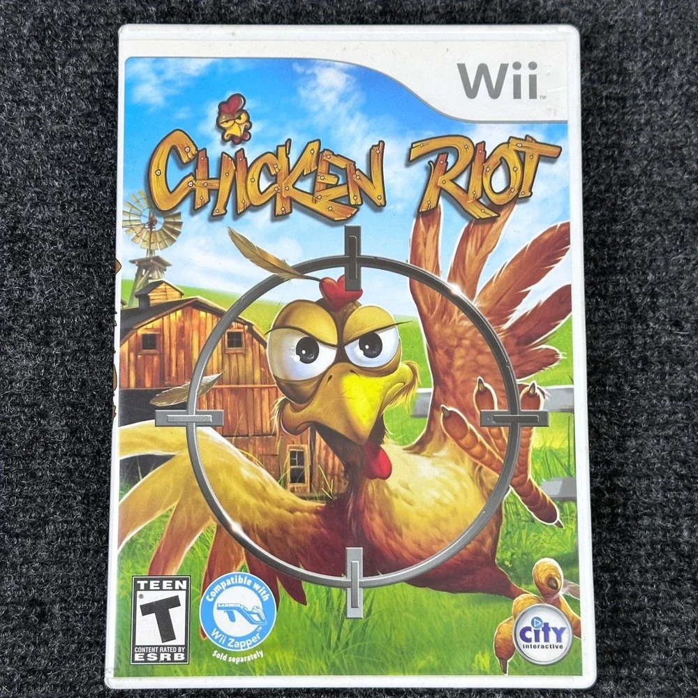 Chicken Riot Nintendo Wii Game Complete CIB City Interactive Wii Zapper‎ Support